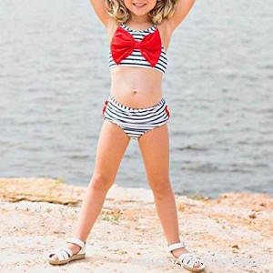 Procyon 2pcs Baby Girl Halter Swimsuit Bowknot Striped Bathing Suits for Children Two Pieces Swimwear Beach Bikini Set Girls Infant Suit 1-2T